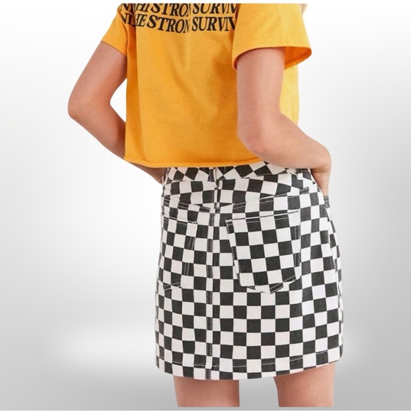 🖤🤍 Urban Outfitters Checkered Mini Skirt | O-Ring Zip | Size 5/27 - Picture 2 of 11
